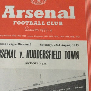 Football gift for him - 1953 Arsenal v Huddersfield Town - Division 1 - great Christmas gift or birthday gift idea