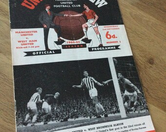 Football gift for him - 1964 Manchester United v West Ham United - Division 1 - great Christmas gift or birthday gift idea