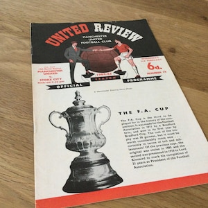 Football gift for him - 1965 Manchester United v Stoke City - FA Cup 4th Rnd Rep, great Christmas gift or birthday gift idea