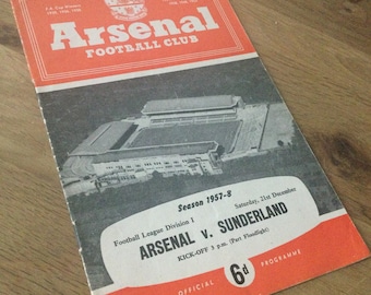 Football gift for him - 1957 Arsenal v Sunderland - Division 1 - great Christmas gift or birthday gift idea