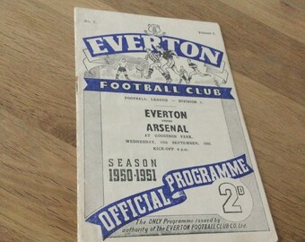 Football gift for him - 1950 Everton v Arsenal  - Division 1 - great Christmas gift or birthday gift idea