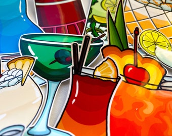 COCKTAIL stickers & magnets - Weatherproof - Alcohol - Custom - sticker pack - individual stickers - journalling, scrapbooking, laptop decal