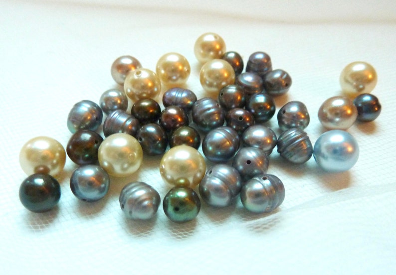 SilverBlue Pearl 7.5mm Champagne Pearl 41 Drilled Pearls 8mm Cream Assorted Loose Pearls 12mm White Coin 6mm Black Tahiti Pearl