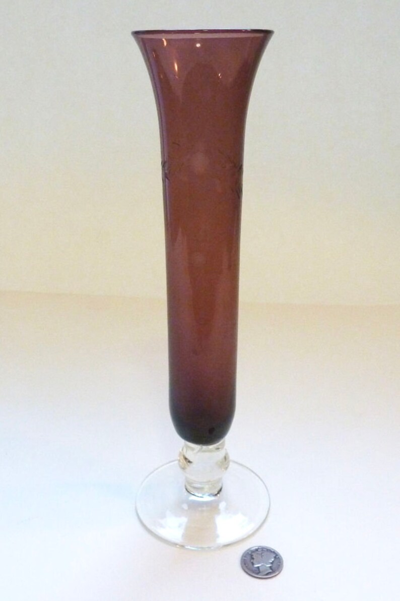 Vintage Lavender Trumpet Vase Purple Blown Glass Bud Vase Etsy
