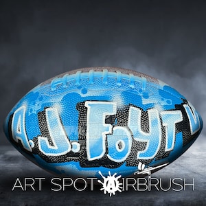 Custom Football with a Name Hand-Painted on Ball in Your Choice of Colors Personalized Football Gift with Airbrush Graffiti Art image 6