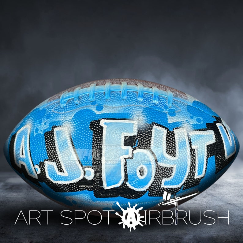 Custom Football with a Name Hand-Painted on Ball in Your Choice of Colors Personalized Football Gift with Airbrush Graffiti Art image 6