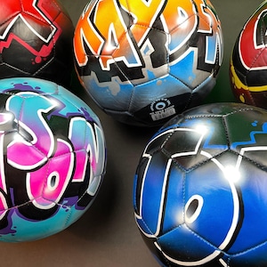 Custom Airbrush Graffiti Soccer Ball – Personalized Sports Gift, Team Trophy