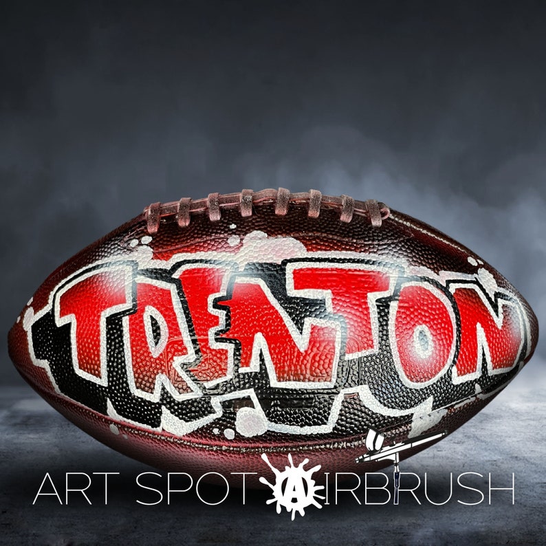 Custom Football with a Name Hand-Painted on Ball in Your Choice of Colors Personalized Football Gift with Airbrush Graffiti Art image 4