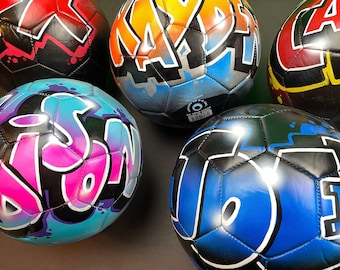 Custom Airbrush Graffiti Soccer Ball – Personalized Sports Gift - Team Trophy - Coach Gift