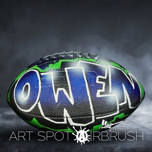 Custom Football with a Name Hand-Painted on Ball in Your Choice of Colors Personalized Football Gift with Airbrush Graffiti Art image 10
