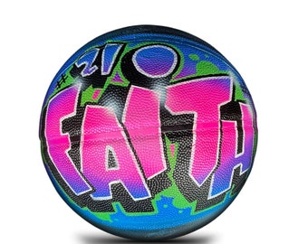 Custom Basketball with a Name in Graffiti - Personalized Sports Gift for Him or Her Regulation Ball Sizes 29.5, 28.5, or 27.5