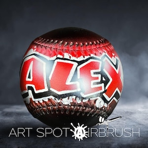 Softball or Baseball Personalized with Custom Airbrush Graffiti Spray Paint Art Unique and Great Gift for Kids or Dad