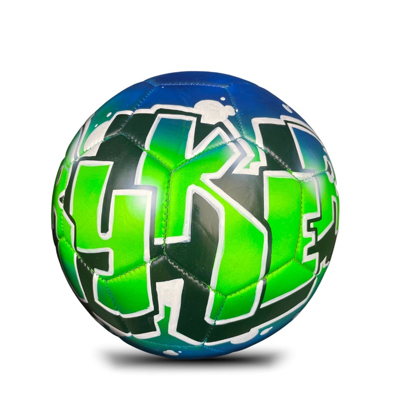 Custom Soccer Ball Gift Hand-Painted with Name in Graffiti  - Unique Personalized Futbol Christmas Gift for Girl or Boy - Size 3 - 4 - 5