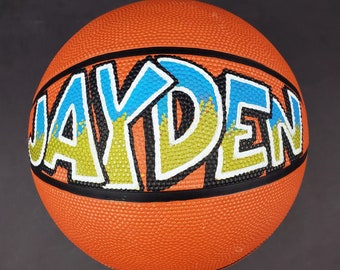 Basketball Personalized with Hand-Painted Name - Custom Basketball - Perfect Sports Gift for Grandson Nephew Niece Daughter Son Coach