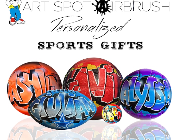 Custom Hand Painted Sports Balls - Bulk Discount - Personalized Name in Airbrush Graffiti Art - Basketball Soccer Volleyball Football