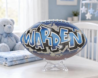 Personalized Baby Football Gift – Custom Graffiti Newborn Keepsake