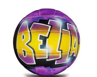 Custom Volleyball with Name Painted in Airbrush Graffiti Spray Paint Art Unique Present for Boy or Girl Team Gifts Volley ball Coach Gift