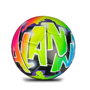 Soccer Ball with Custom Airbrush Rainbow Design with Name - Unique Personalized Soccer Gifts for Him or Her, Boy or Girl, Teenager