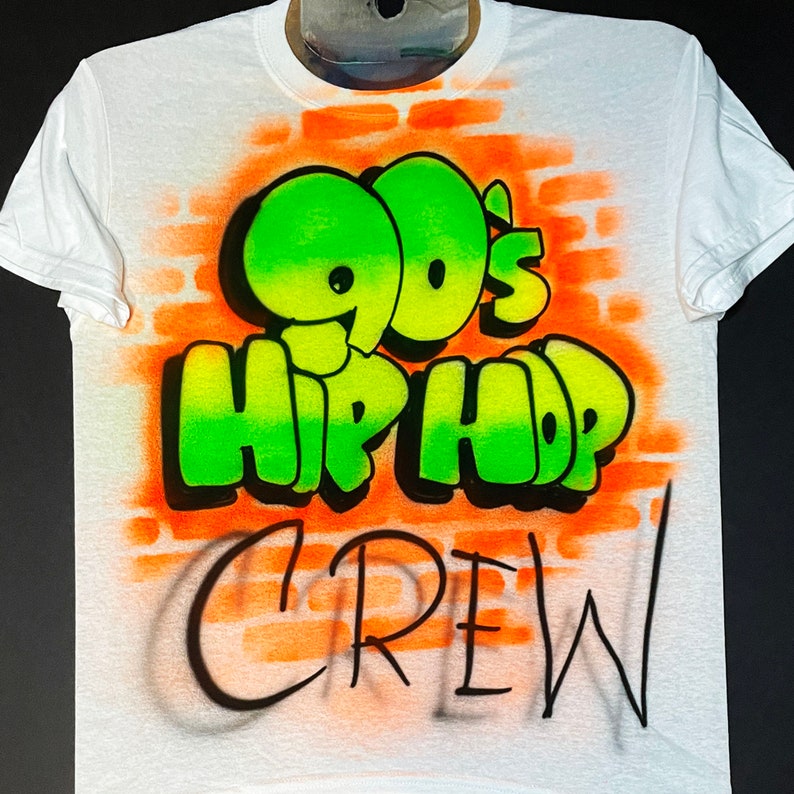 80s and 90s Airbrush Fitted Unisex Crewneck Next Level Shirt 90's Party Tshirt Fresh Style with Graffiti image 3