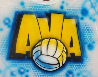 Custom Painted Airbrush Tshirt with Sports Design- Basketball Football Soccer Volleyball Baseball Softball