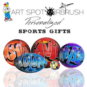 Custom Hand Painted Sports Balls - Bulk Discount - Personalized Name in Airbrush Graffiti Art - Basketball Soccer Volleyball Football