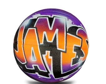 Personalized Basketball Hand Painted & Airbrushed - Name on Ball with Choice of Colors