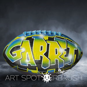 Custom Football with a Name Hand-Painted on Ball in Your Choice of Colors Personalized Football Gift with Airbrush Graffiti Art image 8