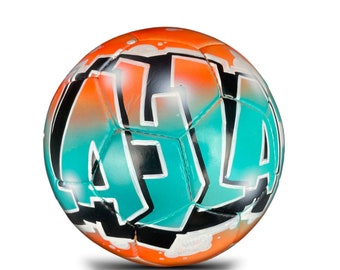 Custom Soccer Ball Hand-Painted and Airbrushed in Graffiti Art - Unique Sports Gift with Original Art - Fubol Gifts for Him