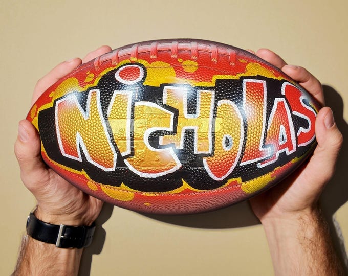 Personalized Football Birthday Gift – Airbrushed Graffiti Name Keepsake