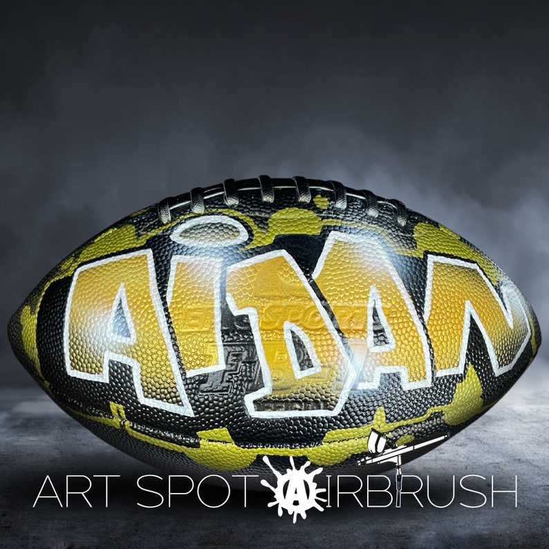 Custom Football with a Name Hand-Painted on Ball in Your Choice of Colors Personalized Football Gift with Airbrush Graffiti Art image 9