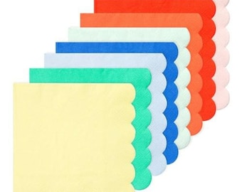 Scalloped Edge Pastel Multicolored Napkins-Large S3144