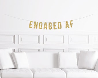 We Re Engaged Banner Gold Glitter Engagement Party Sign Etsy