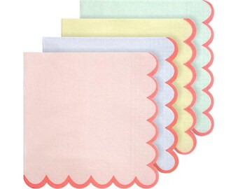 Scalloped Edge Pastel Multicolored Napkins-Large S3144
