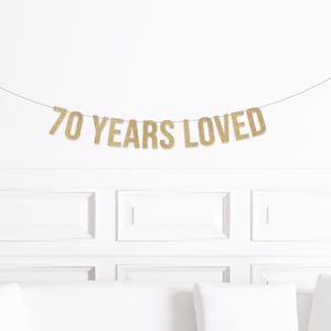 Pancarta de 70 años de amor, decoraciones para 70 cumpleaños, letrero para 70 cumpleaños, decoración para fiestas de cumpleaños de 70 años para hombre y mujer.