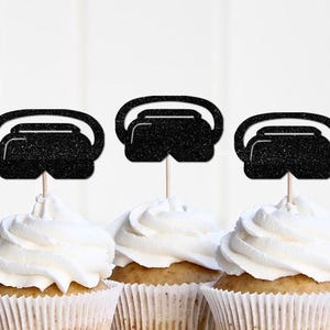 VR Headset Cupcake Toppers, Virtual Reality Video Game  Birthday Party Decorations, Gamer Party Supplies Decor, Videogame Control