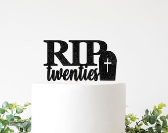 Halloween Birthday Cake Topper, RIP Twenties Decorations, 30th Halloween Decor Sign, RIP to, Black Number Thirty Woman Her