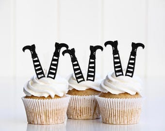 Witch Leg Cupcake Toppers, Halloween Party Decor, This Witch is Getting Hitched Bachelorette Party Decorations