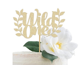 She's A Wild One Cursive Banner / Gold Script Glitter First Birthday Sign / Wilderness Forest Theme Decor / Girl's Party