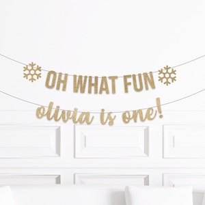 Oh What Fun It Is To Be One Banner, Winter 1st Birthday Decorations, Personalized Oh What Fun Decor, Christmas First Birthday Cake Smash