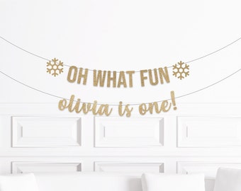 Oh What Fun It Is To Be One Banner, Winter 1st Birthday Decorations, Personalized Oh What Fun Decor, Christmas First Birthday Cake Smash