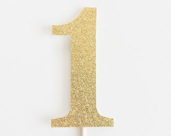 1 Cake Topper, One, First Birthday party decoration, I am one, gold glitter, 1st decor, decoration