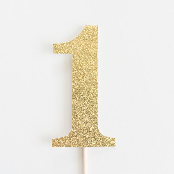 1 Cake Topper, One, First Birthday party decoration, I am one, gold glitter, 1st decor, decoration