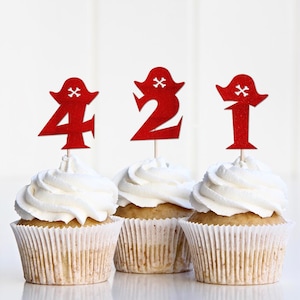 Pirate Birthday Decor, Pirate Number Party Cupcake Toppers, Boy Birthday Themes, Ahoy Matey, Treasure Hunt Birthday Party Supplies