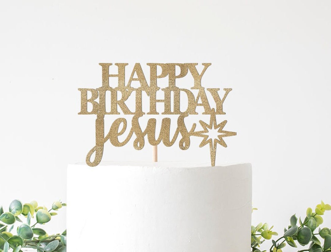 Happy Birthday Jesus Cake Topper, Funny Christmas Cake Sign, HBD Jesus ...