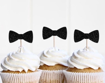 Adorno para cupcakes con pajarita, decoraciones para fiesta de cumpleaños de "Pequeño Hombrecito", decoración para baby shower de niño, artículos para fiesta de primer cumpleaños "Mr. ONEderful"