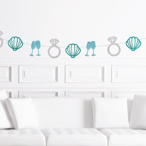Seashells and Wedding Bells Garland, Last Toast On The Coast Bachelorette Decorations, Coastal Bridal Shower Decor Banner Sign