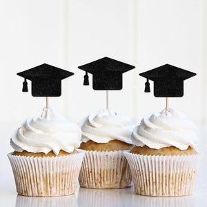 Custom Personalized 2026 Grad Cupcake Toppers, Name Grad Cap Cupcake Signs Decor Decoration, Graduation Party Supplies image 7