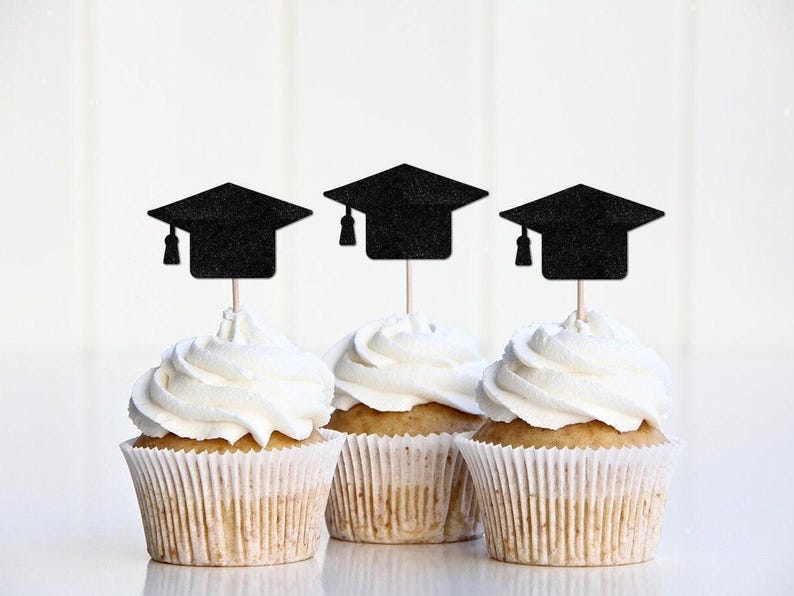 Custom Personalized 2026 Grad Cupcake Toppers, Name Grad Cap Cupcake Signs Decor Decoration, Graduation Party Supplies image 7