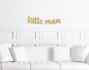 Little Man Banner / Gold Glitter Little Mister First Birthday Wall Sign / Boy's 1st Birthday Party / Theme / Moustache Decor Decorations