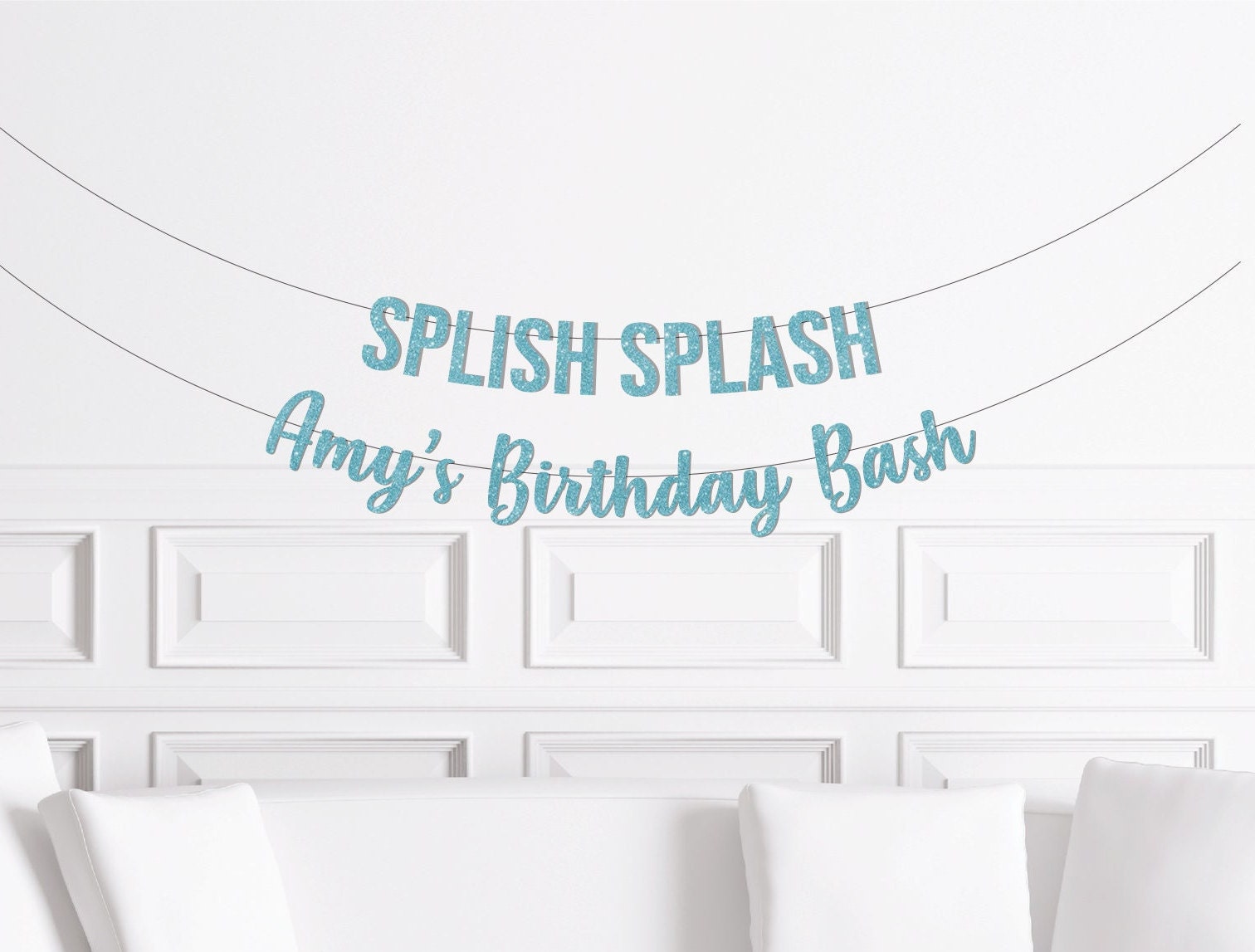 Mermaid Theme Birthday Party Decorations Personalized Splish Splash Pool Birthday Bash Decor Banner Garland Beach Themed